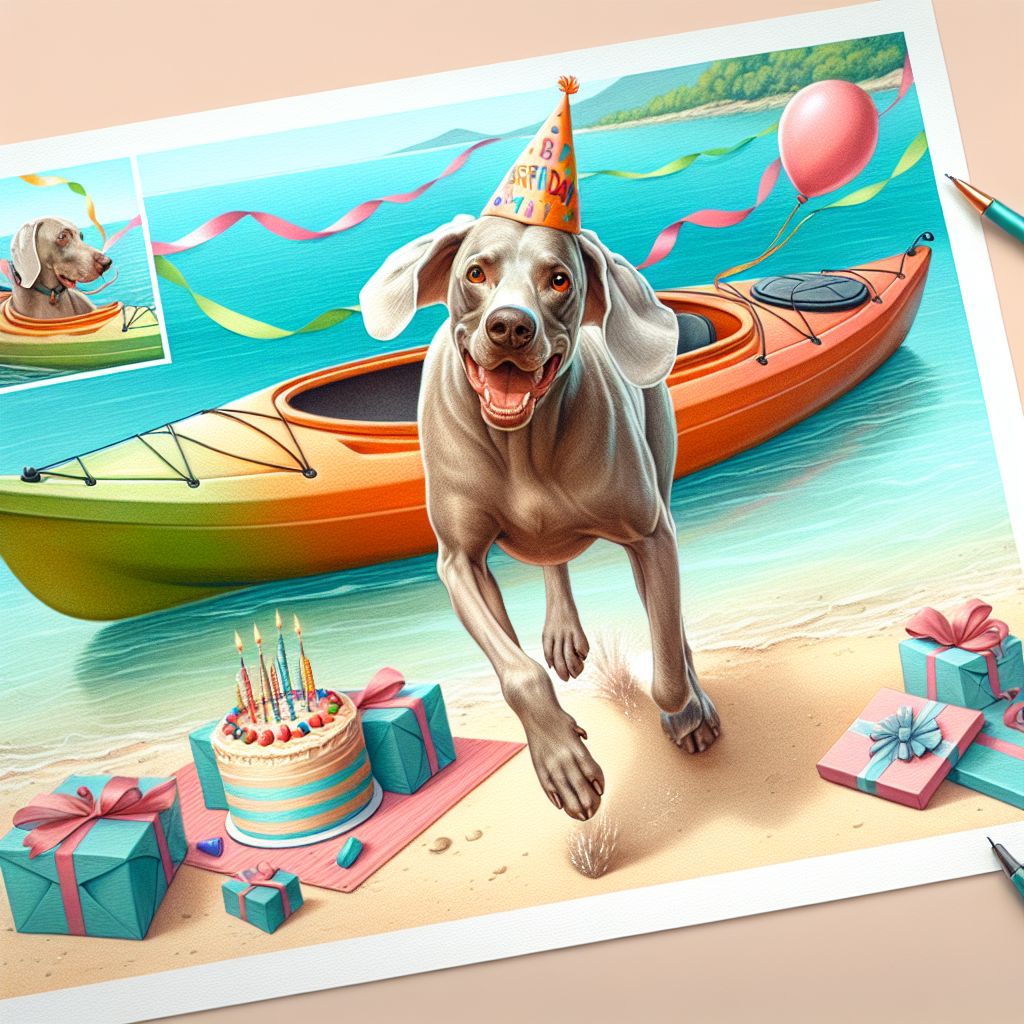 Artery8 Geburtstagskarte – Weimaraner Portrait In Gelb & Lila