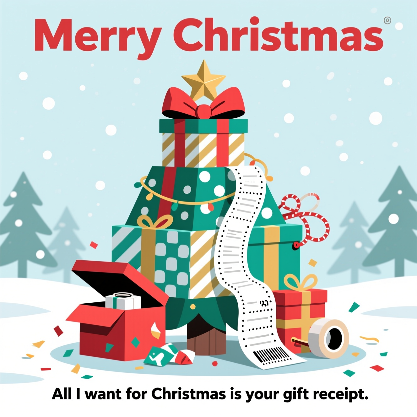 Gift Receipts Christmas Cards - Silly Robot Cards