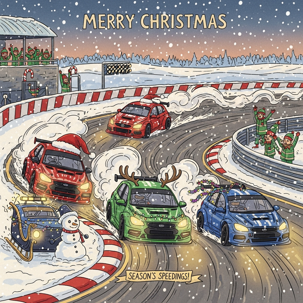 Winter Racing Christmas Cards - Silly Robot Cards