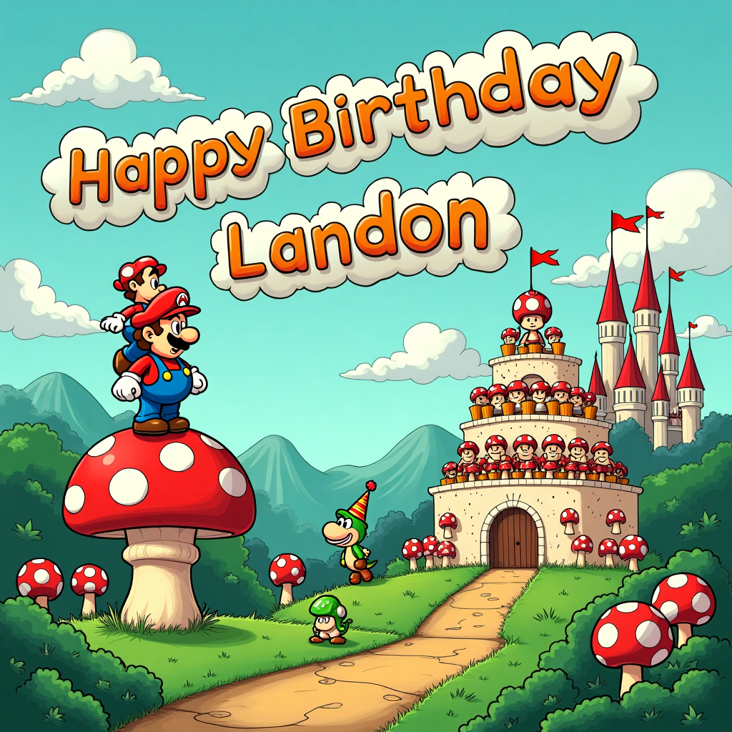 1) Birthday AI Generated Card - Super Mario (43b11)