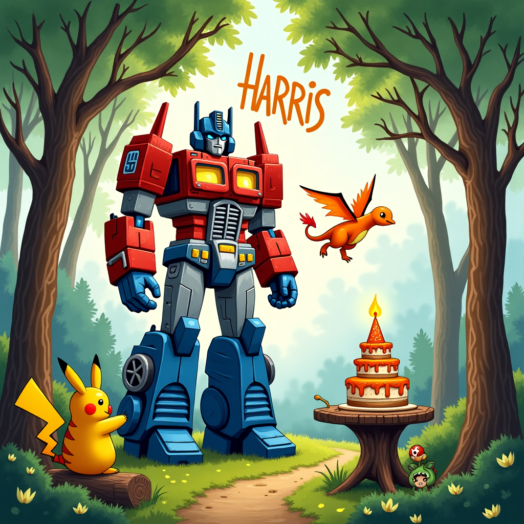 1) Birthday AI Generated Card - Transformers Pokemon Harry Potter (73233)