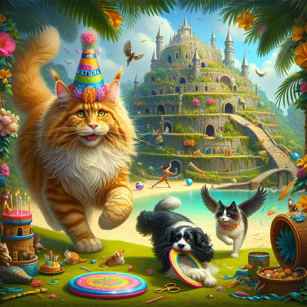 Ginger Maine Coon Cat Birthday Cards Ideas - Silly Robot Cards