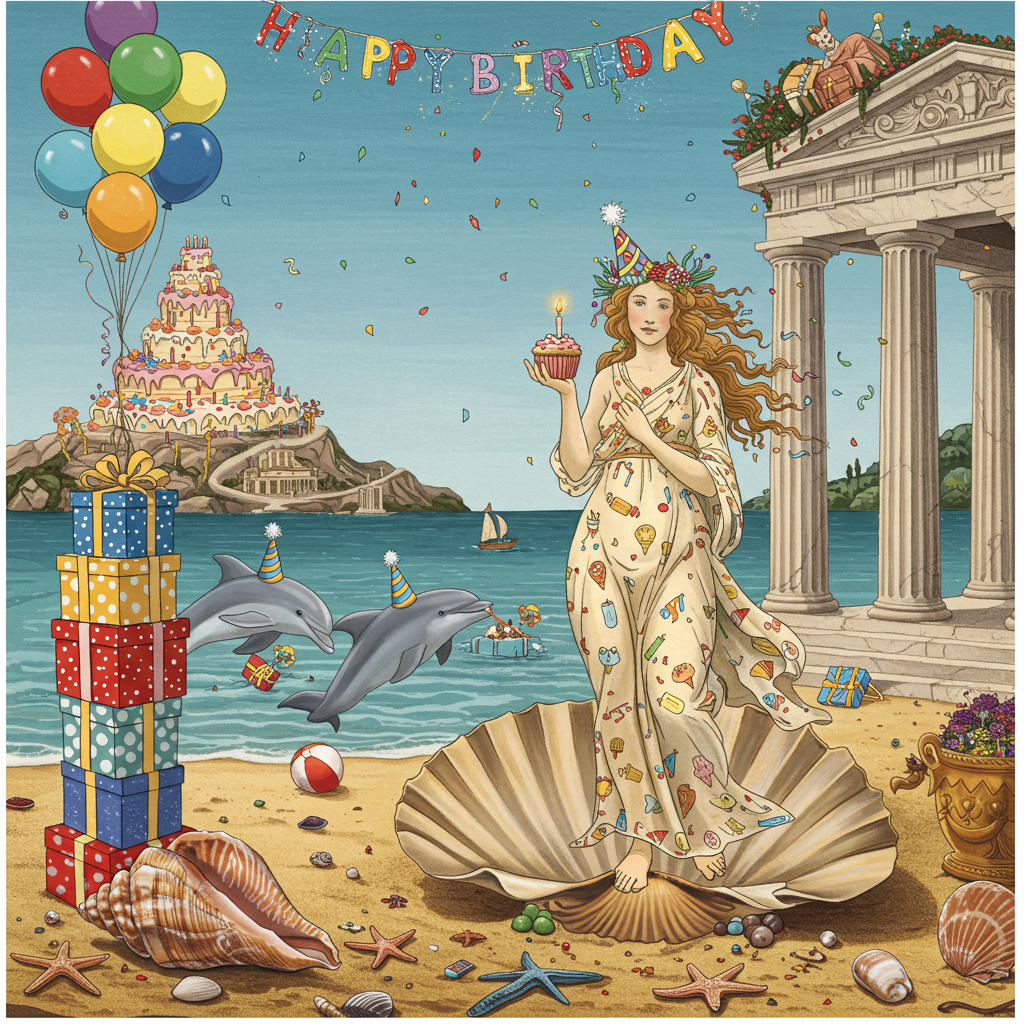 Aphrodite Birthday Cards - Silly Robot Cards