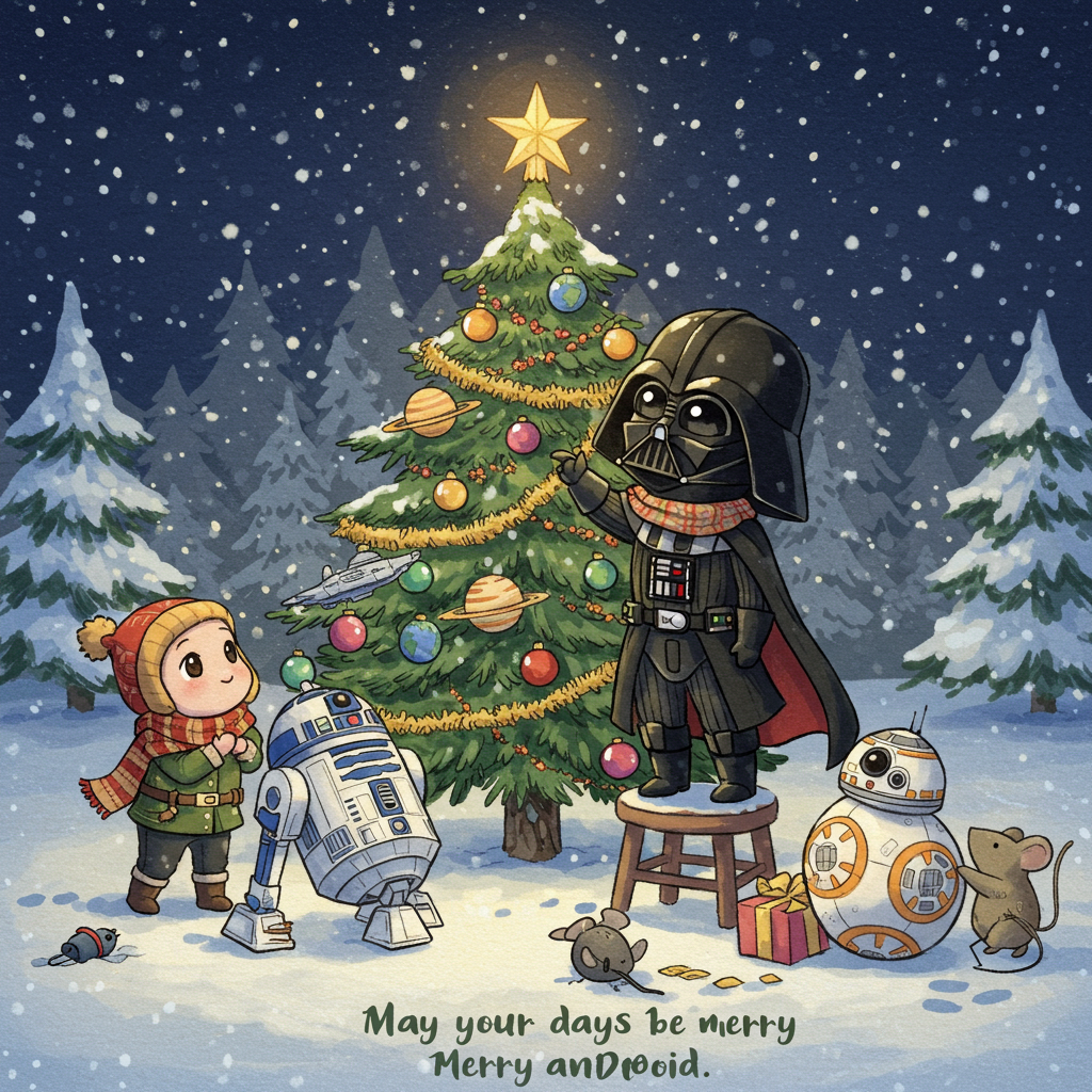 Star Wars Christmas Cards - Silly Robot Cards, image size:1024x1024