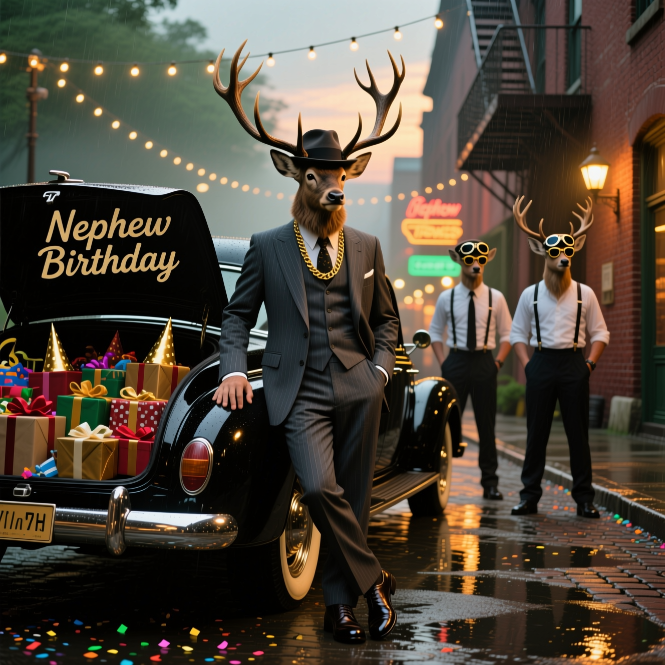 Gangster Birthday Cards - Silly Robot Cards, image size:1328x1328