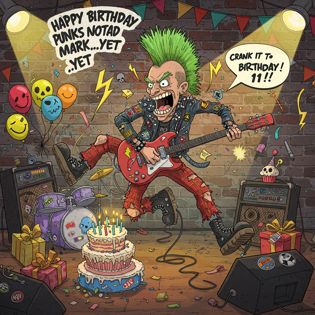 Punk Rocker Funny Punk Rock Birthday Cards - Silly Robot Cards