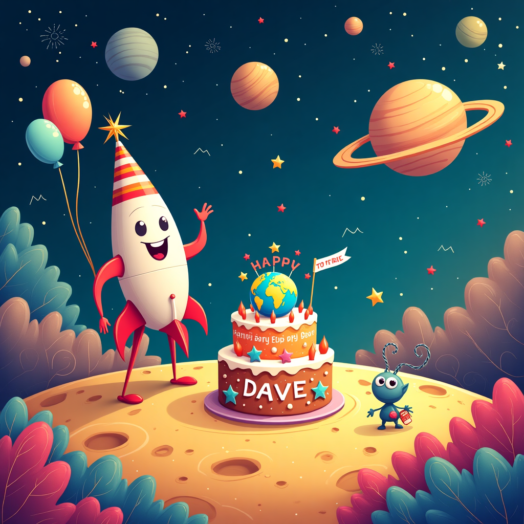Rocket Design Birthday Cards - Silly Robot Cards