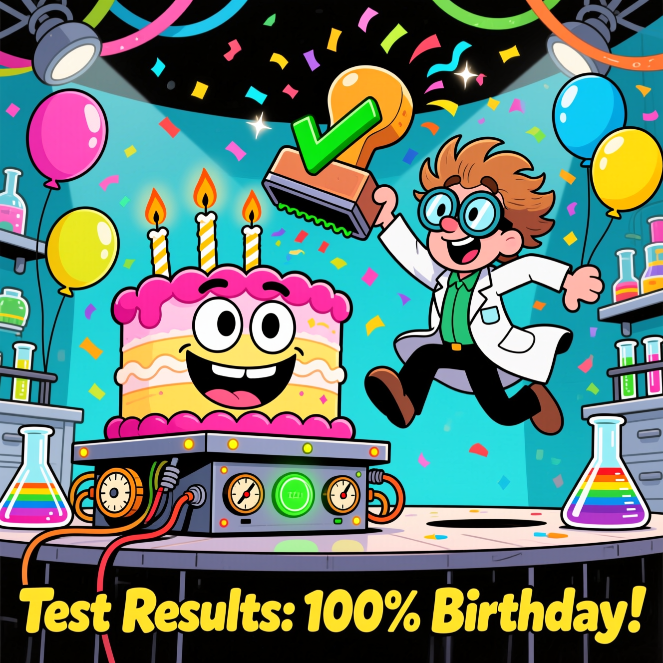 Test Lab Birthday Cards - Silly Robot Cards