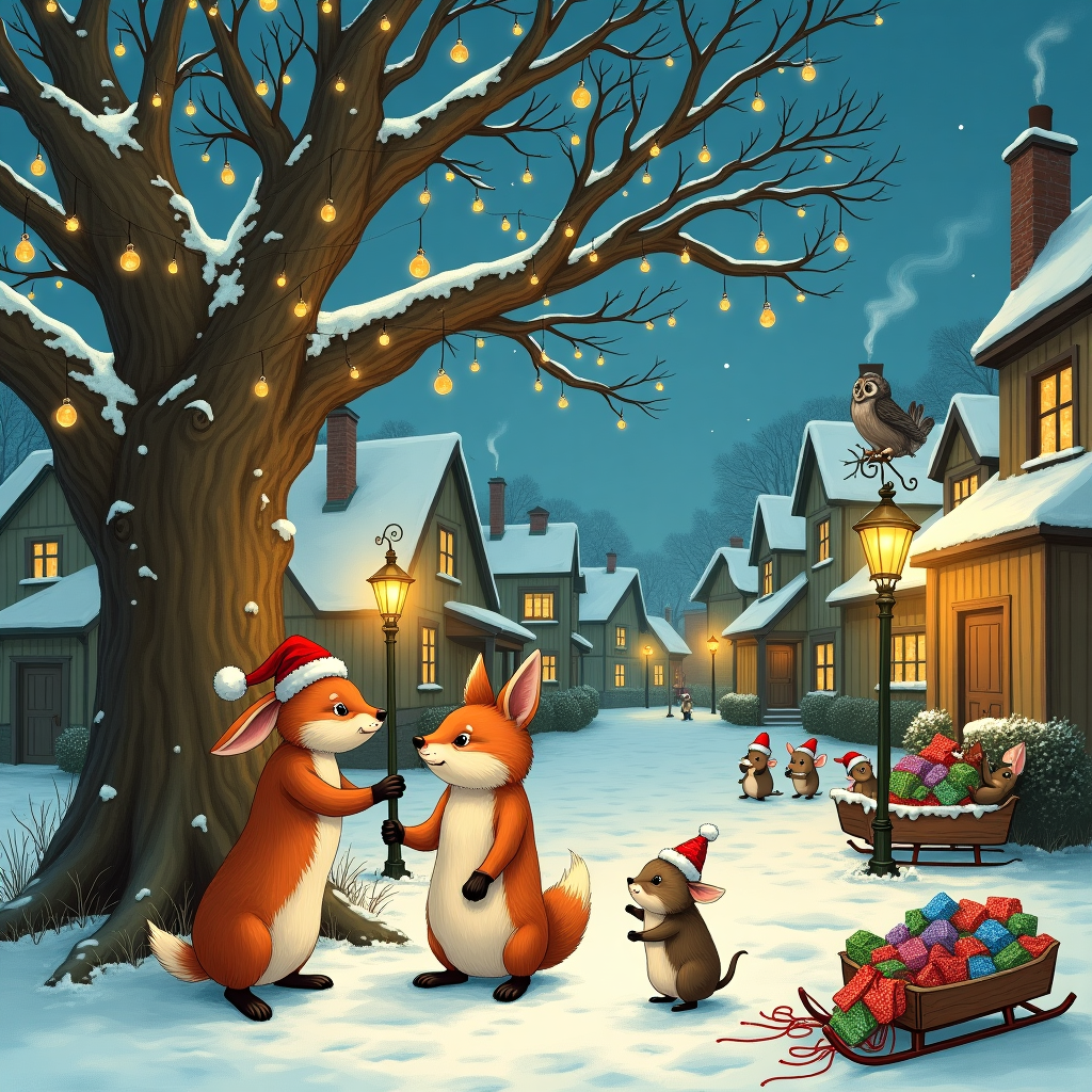 Village Life Christmas Cards - Silly Robot Cards