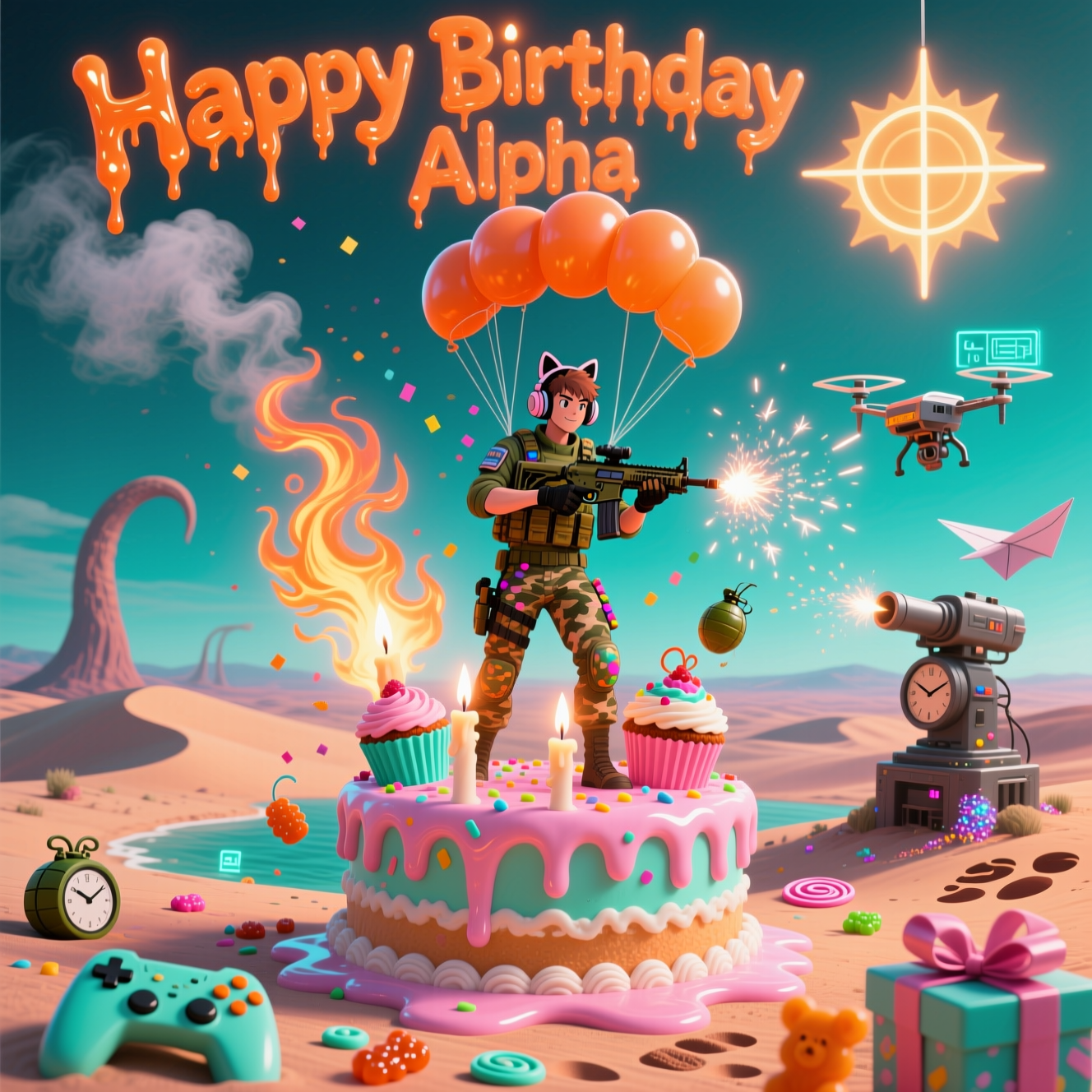 Colorful Explosion Birthday Cards - Silly Robot Cards