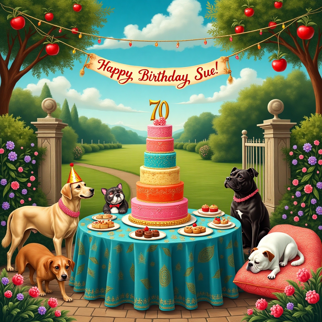 Dogs, and 70 Birthday Card