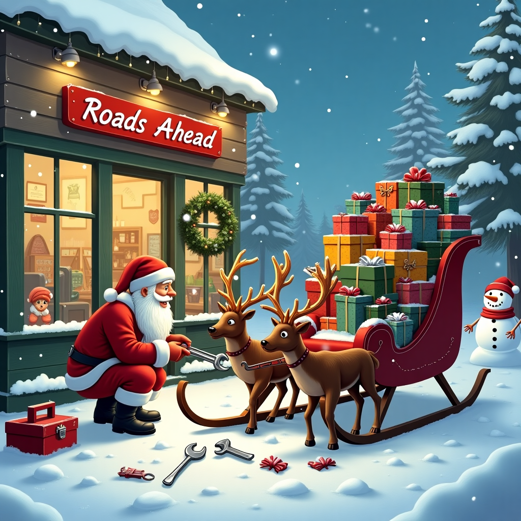 Village Life Christmas Cards - Silly Robot Cards