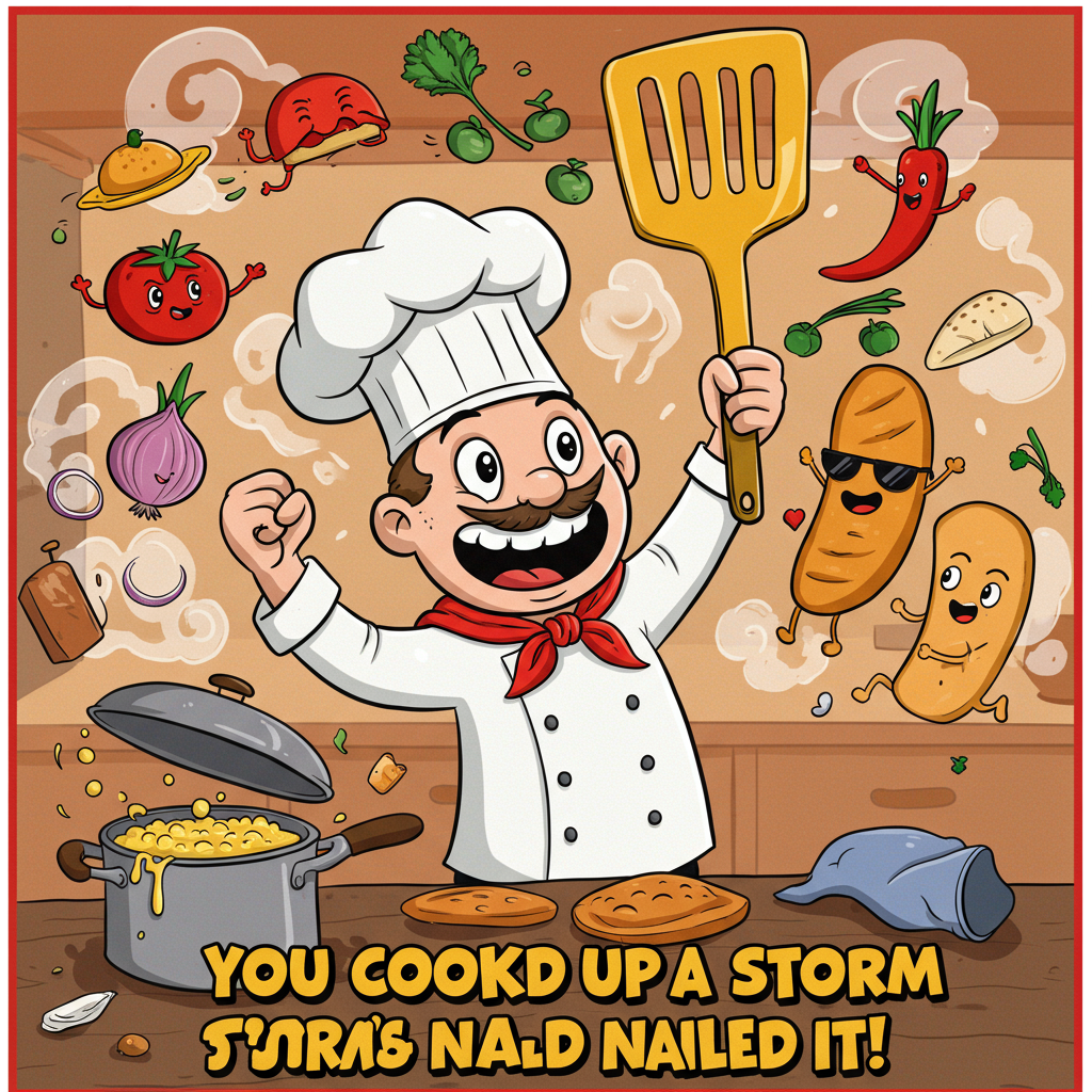 1) Congratulations AI Generated Card - Cooking, and (0543f)