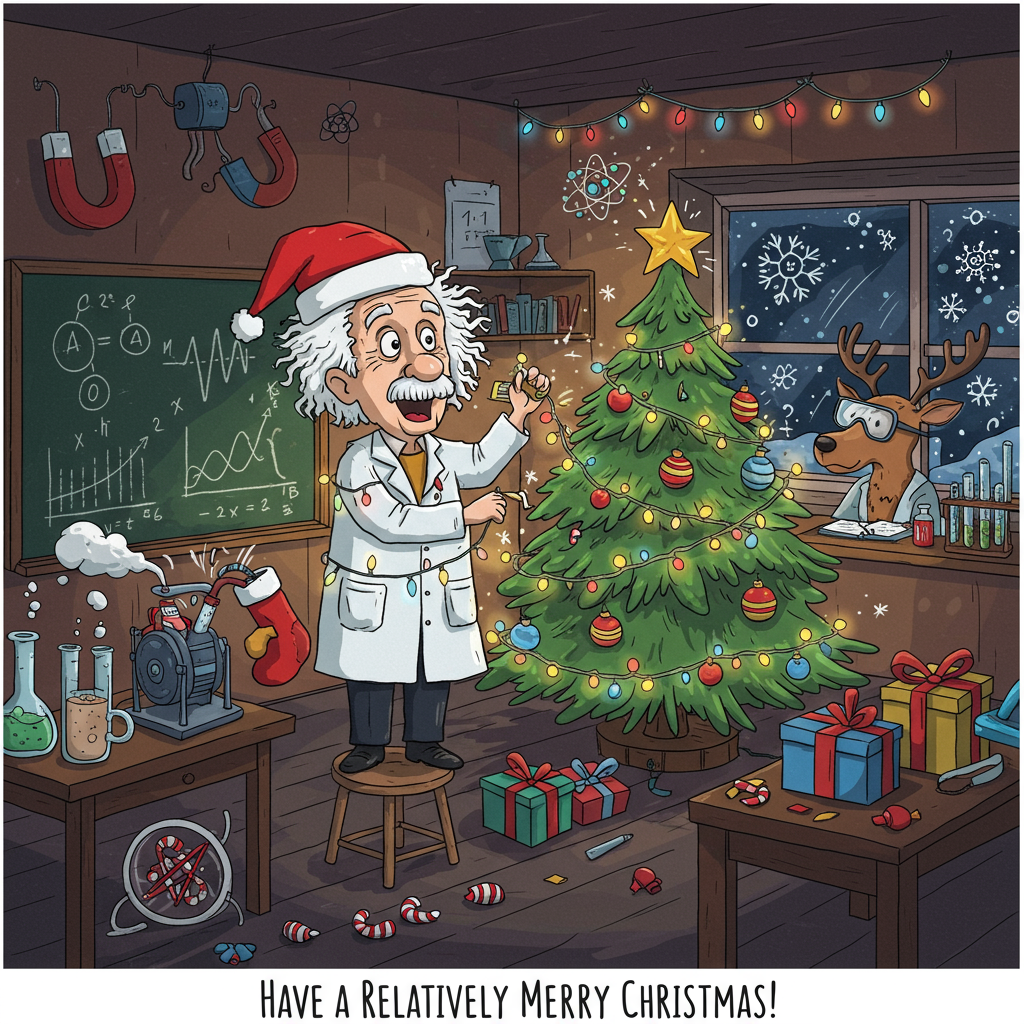 Albert Einstein Christmas Cards - Silly Robot Cards, image size:1024x1024