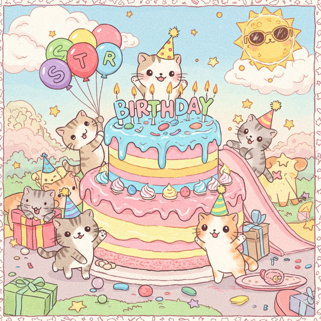 Fluffy kittens Birthday Card