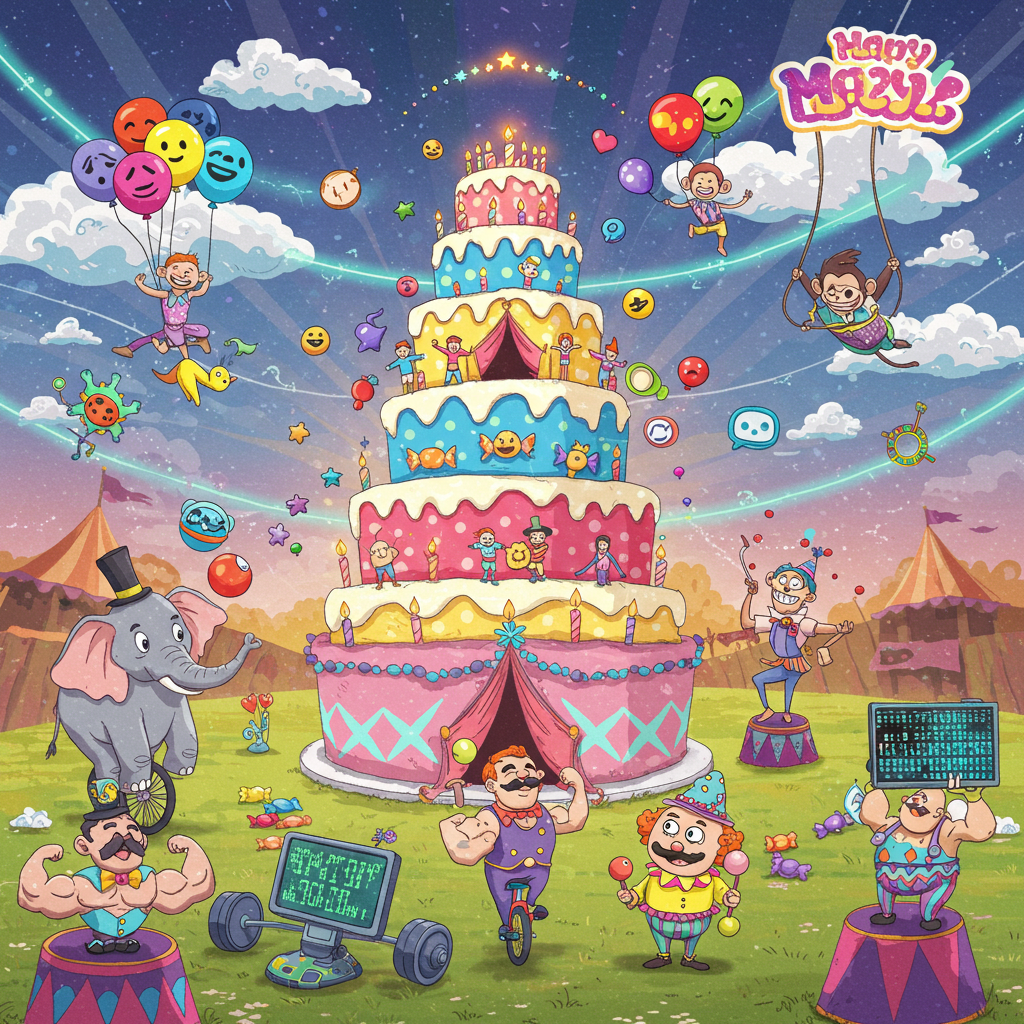 Digital circus Birthday Card