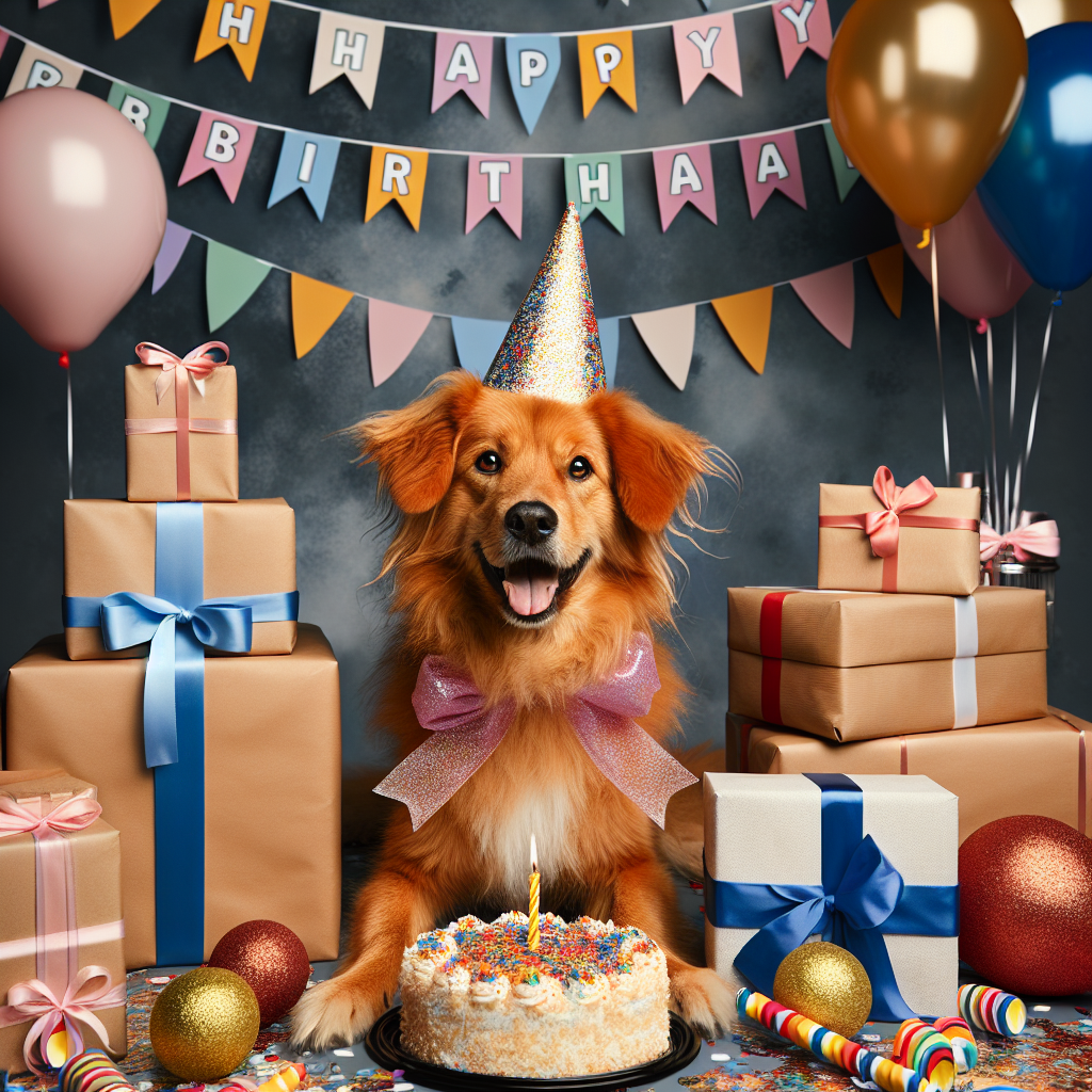 2) Birthday AI Generated Card Ginger Romanian rescue dog (dcce2)