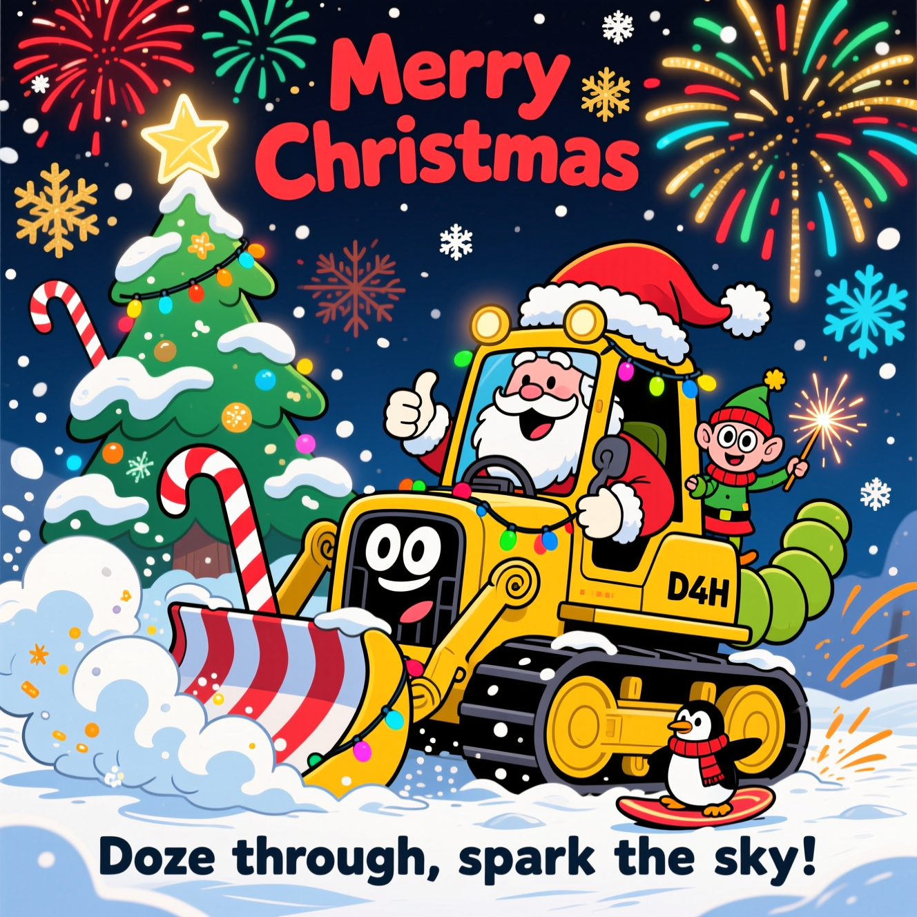 Caterpillar D4H Christmas Cards - Silly Robot Cards