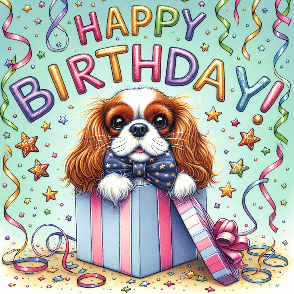 3) Birthday AI Generated Card Cavalier King Charles Spaniel (cd764)