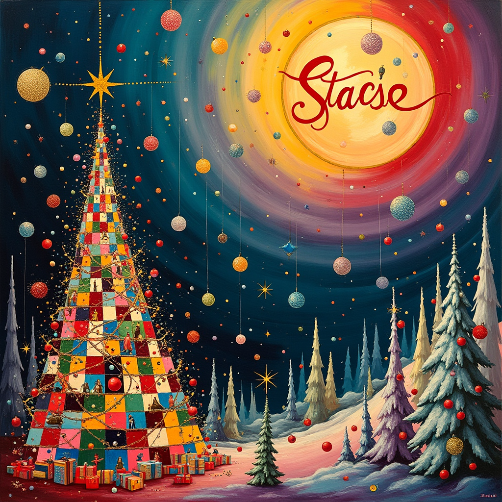 Psychedelic Christmas Cards - Silly Robot Cards, image size:1024x1024