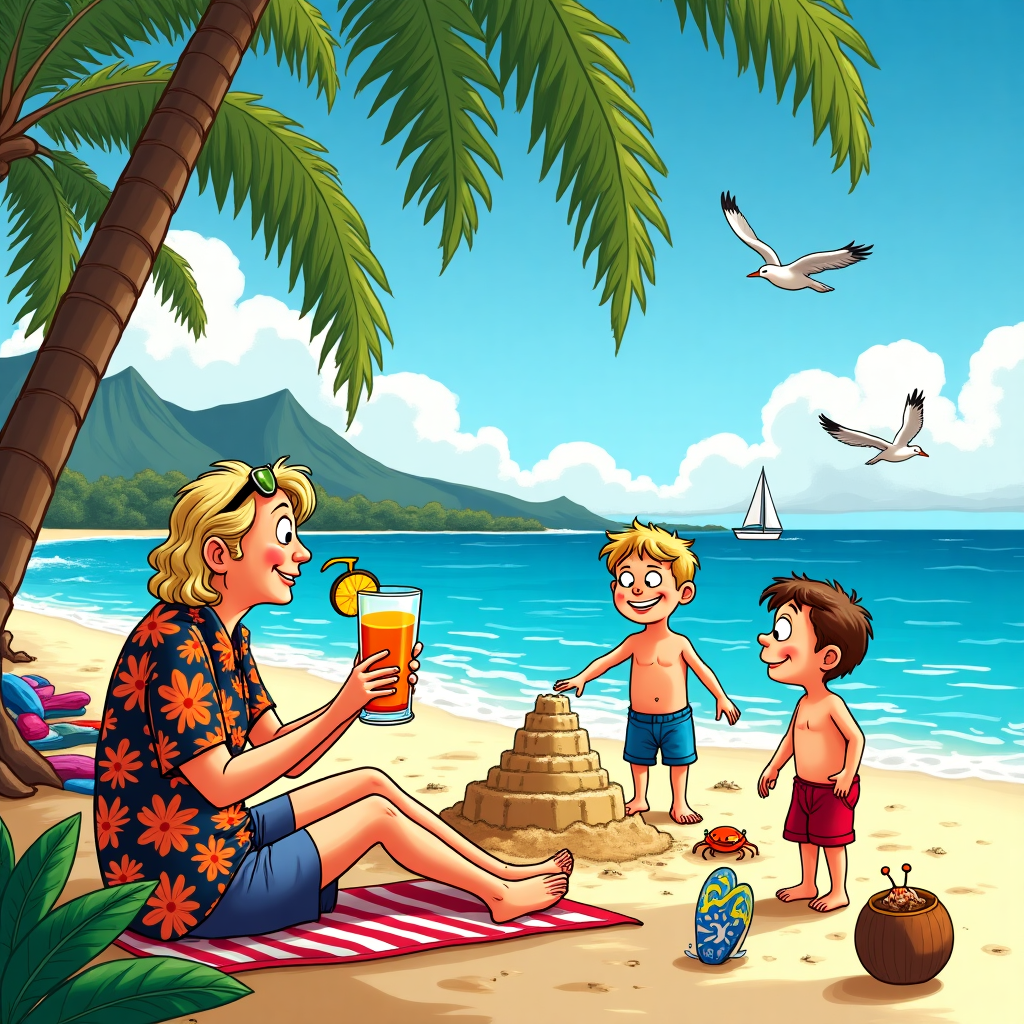 Maui Beach Birthday Cards - Silly Robot Cards