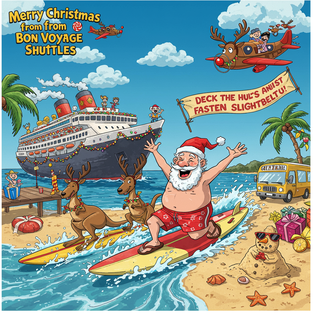 Summer Holidays Christmas Cards - Silly Robot Cards, image size:1024x1024