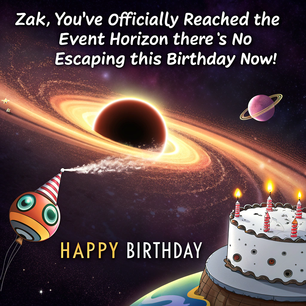 Black Hole Birthday Cards - Silly Robot Cards