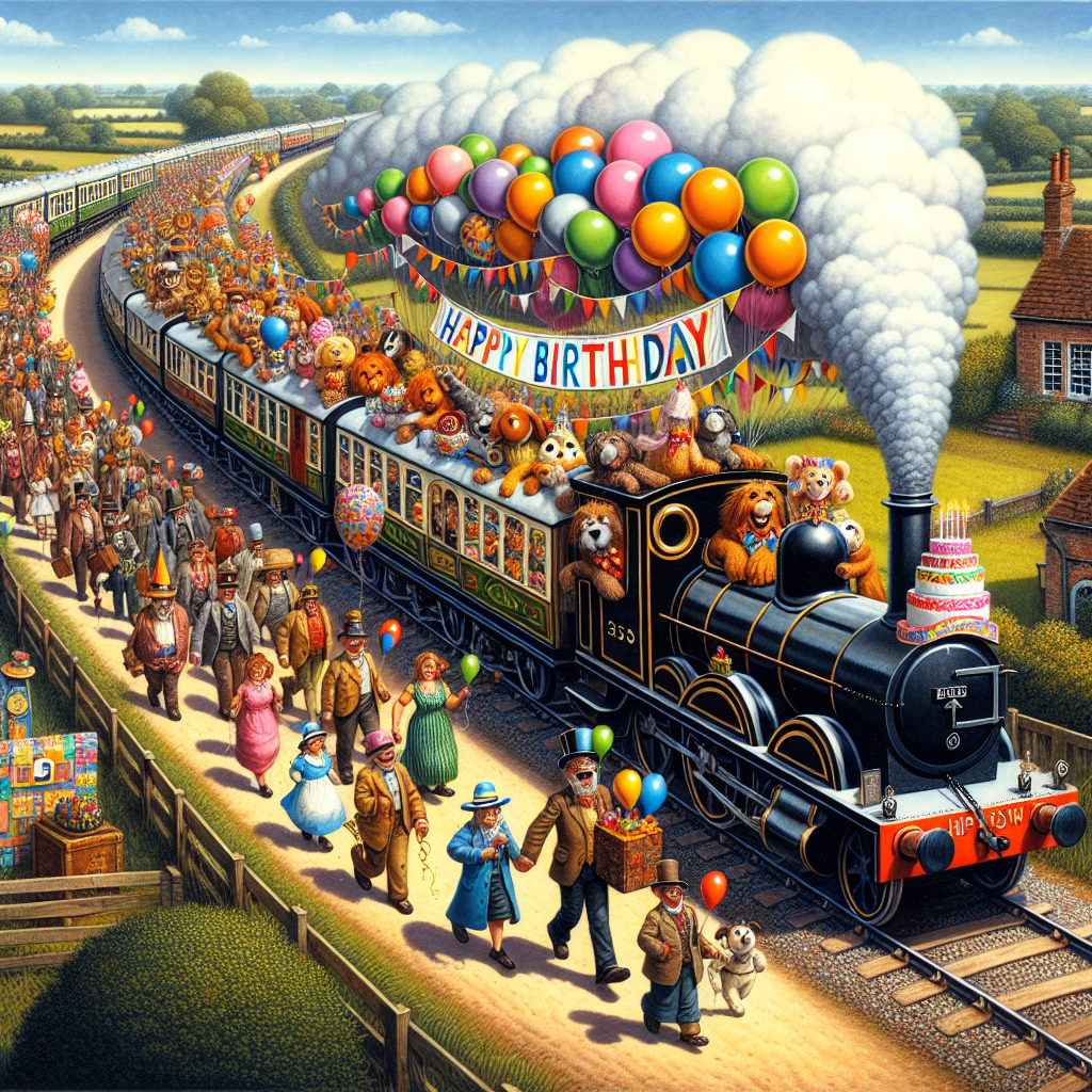 2) Birthday AI Generated Card - Steam train, and Ipswich (9c44a)