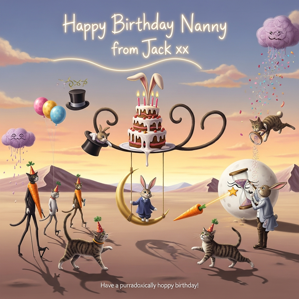 Cats and Rabbits Birthday Cards - Silly Robot Cards
