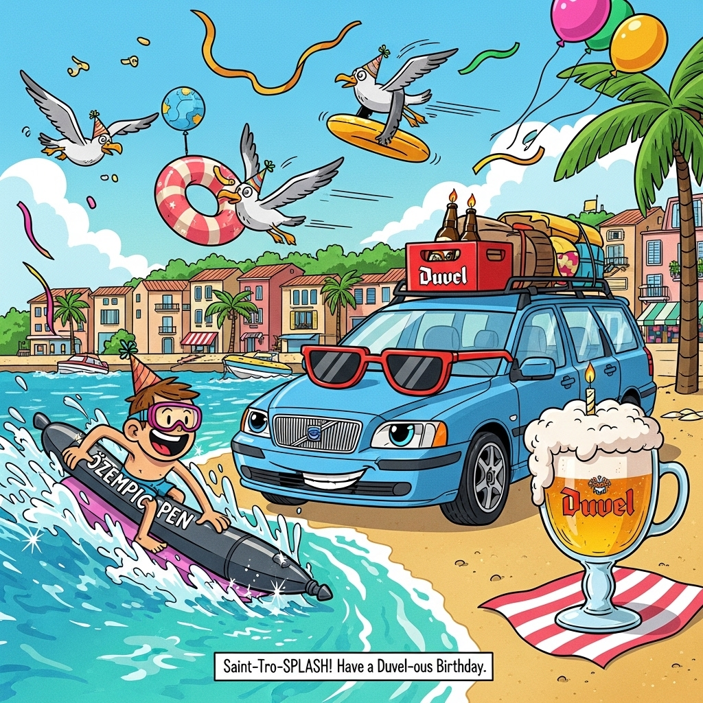 Inflatable Pool Toys Birthday Cards - Silly Robot Cards