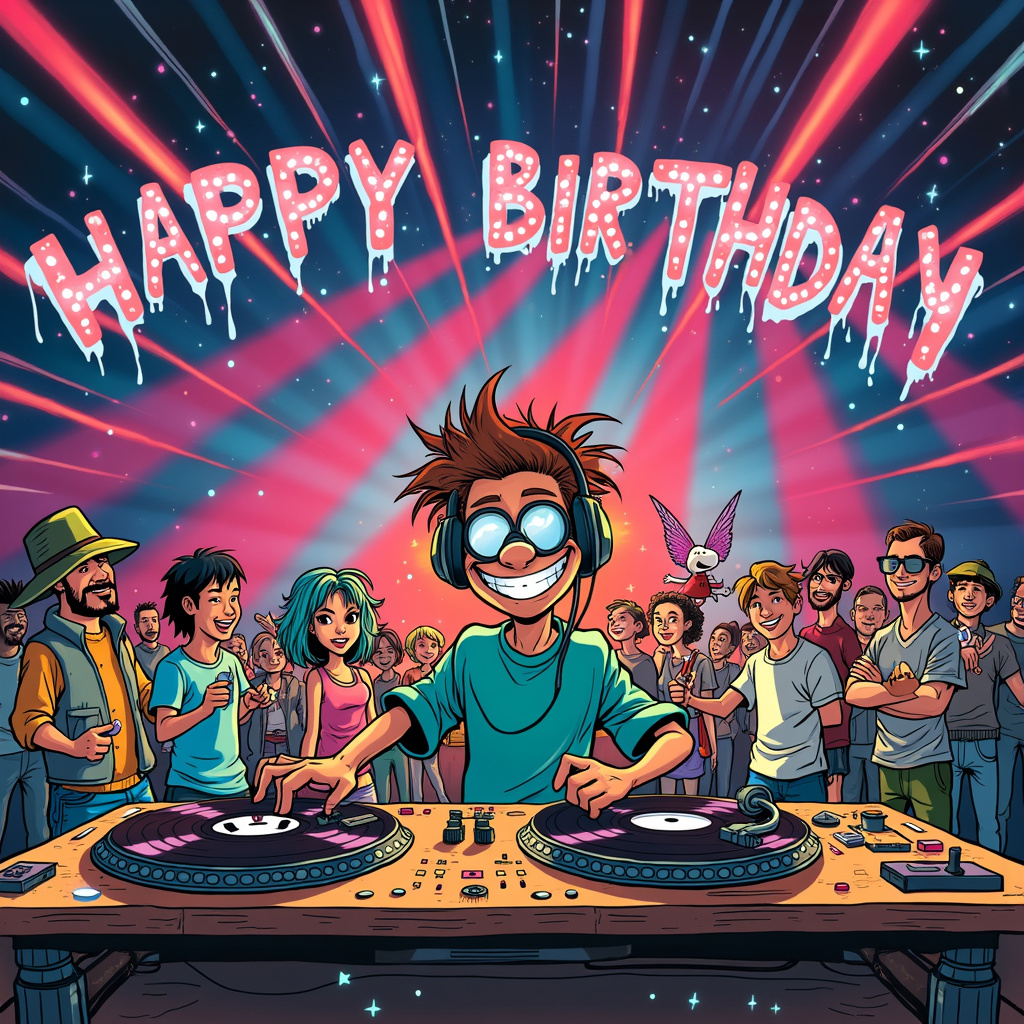 90's Rave Culture Birthday Cards - Silly Robot Cards