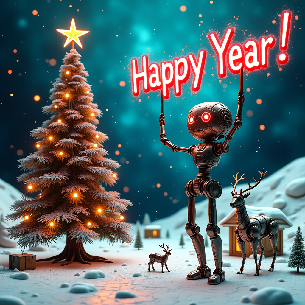 Robots in Holiday Traditions Christmas Cards - Silly Robot Cards