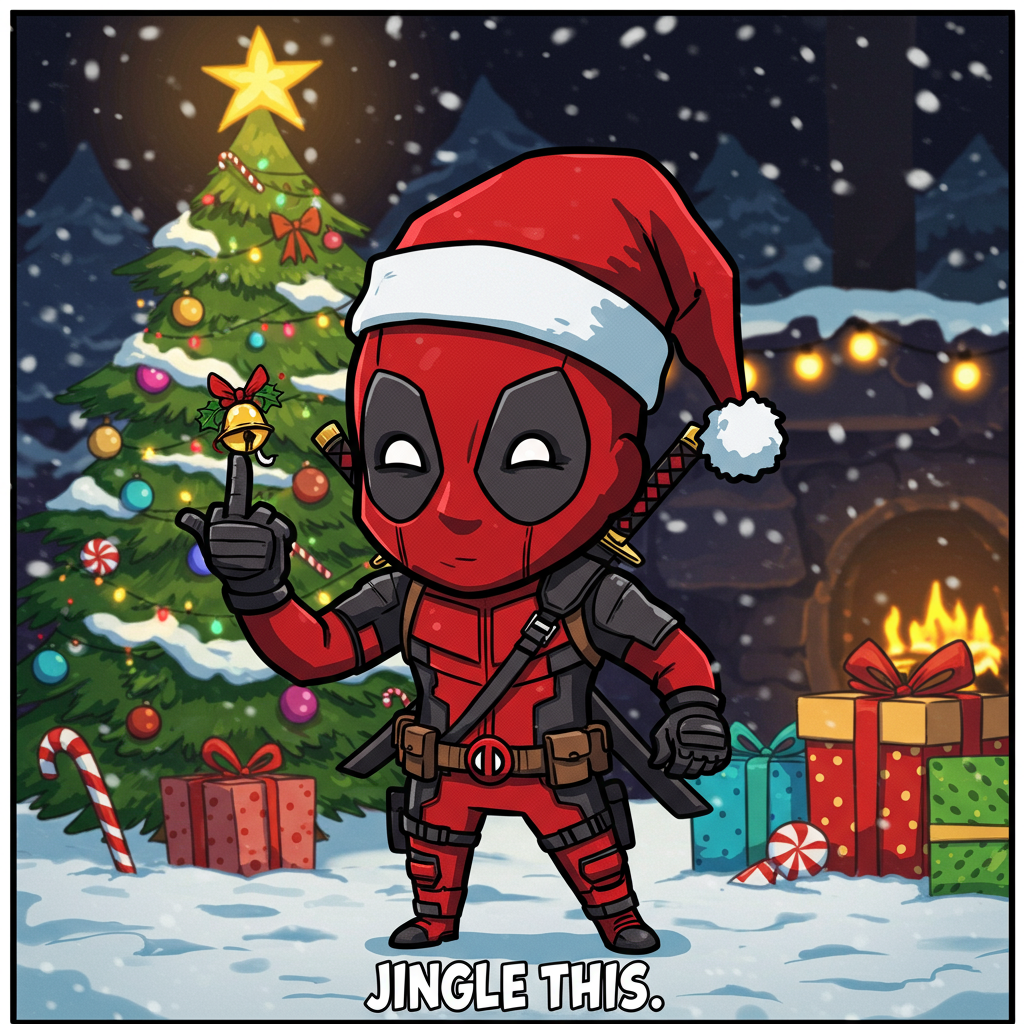 Deadpool Christmas Cards - Silly Robot Cards, image size:1024x1024