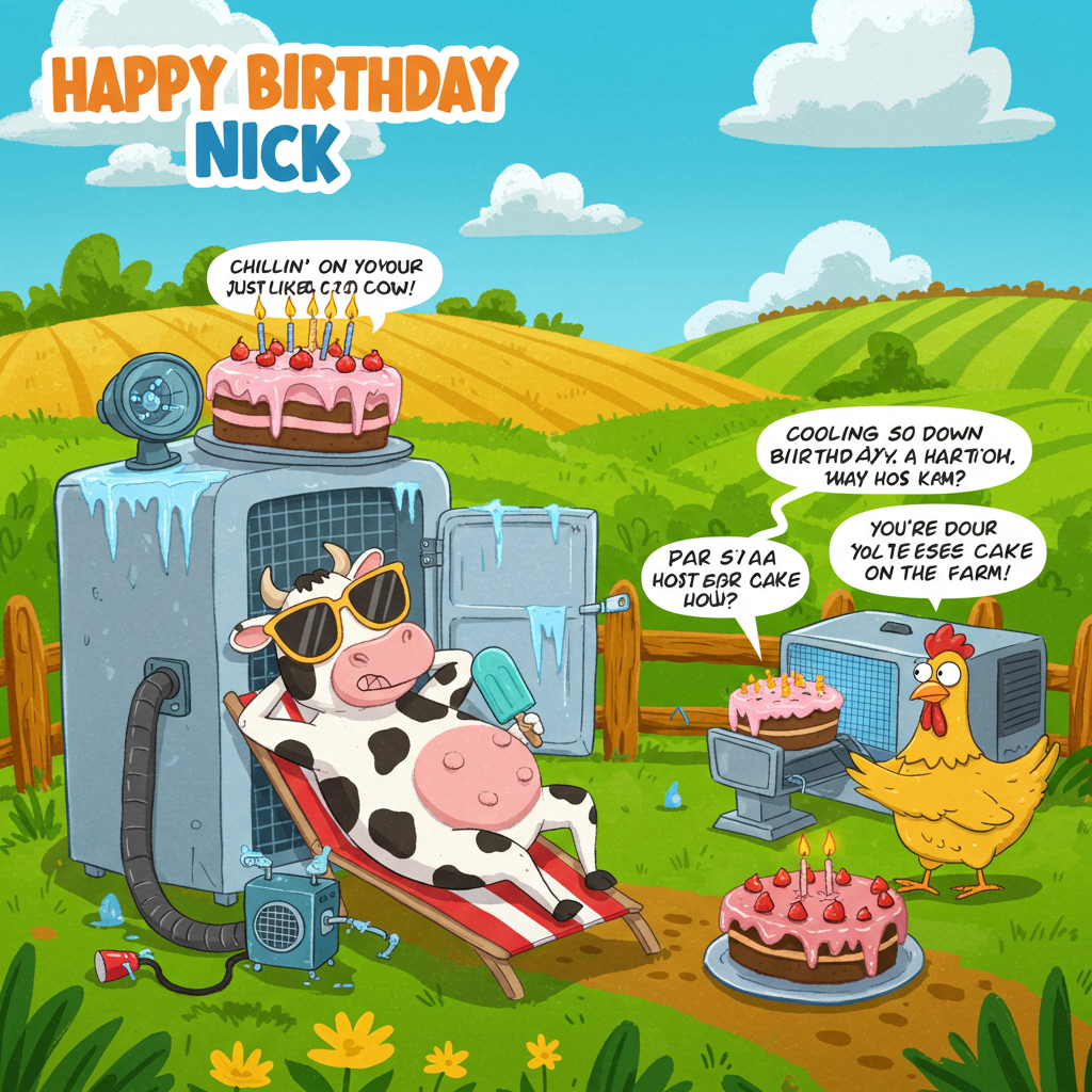 Farm Theme Birthday Cards - Silly Robot Cards, image size:1024x1024