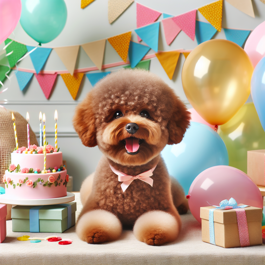 2) Birthday AI Generated Card - Lovely brown bichon frise (76f30)