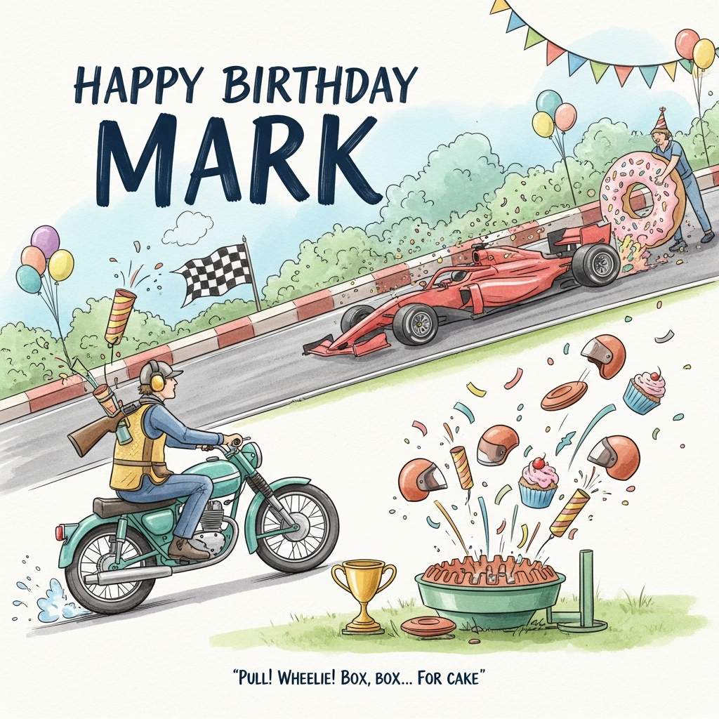 Formula 1 Racing Birthday Cards - Silly Robot Cards