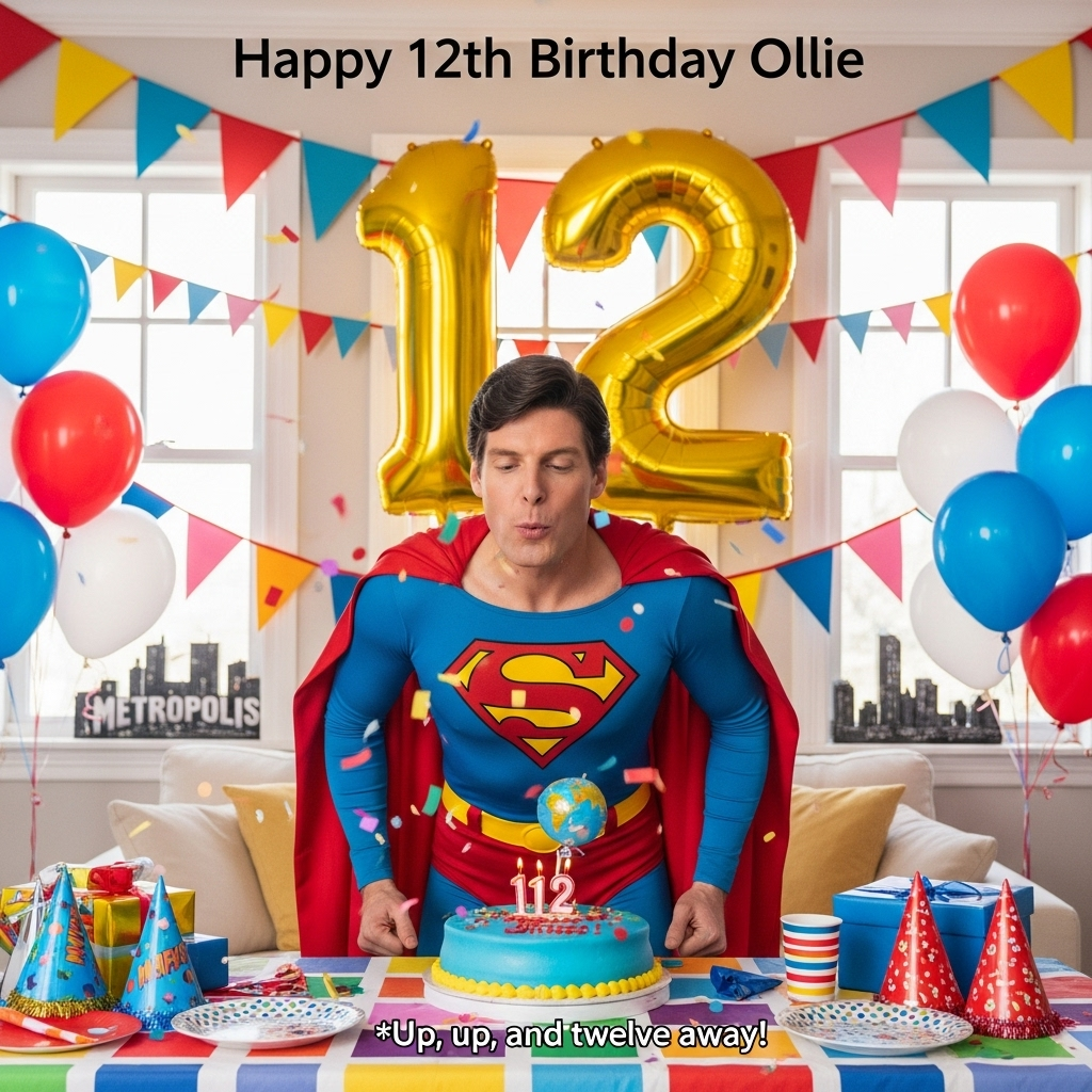 1) Birthday AI Generated Card - Christopher reeve , Superman , and (931e6)