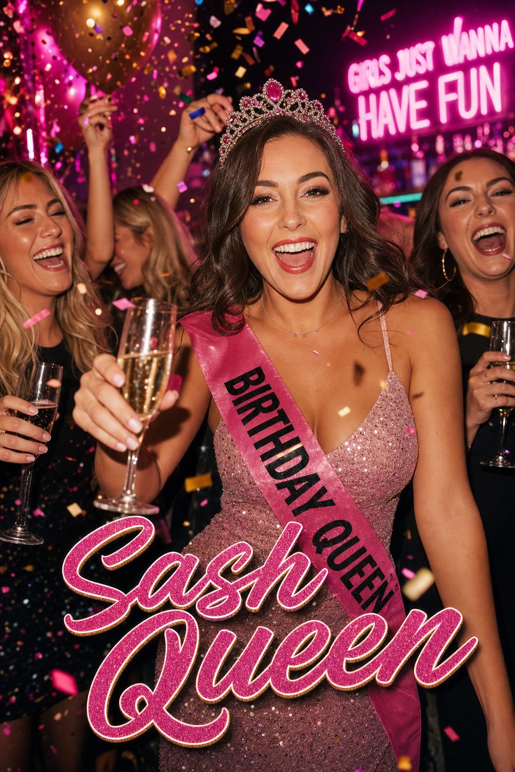 Birthday Sash Queen Face Swap Card card preview