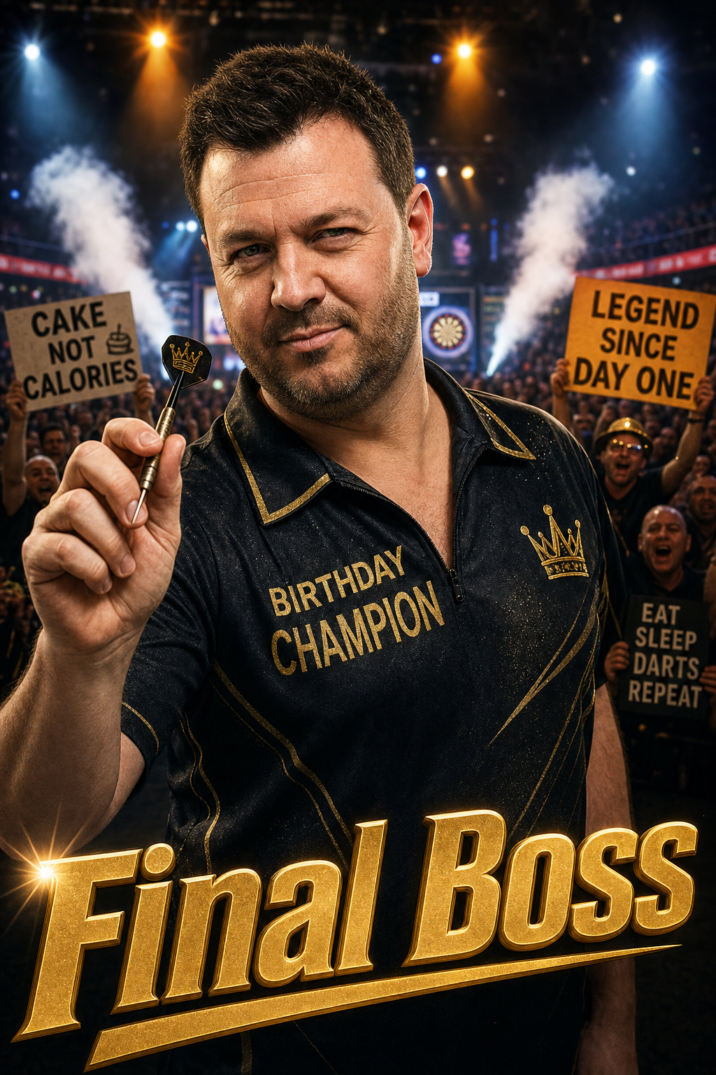 Darts Final Boss Birthday Face Swap Card card preview