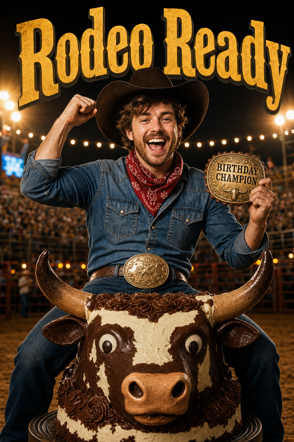 Rodeo Birthday Champion Face Swap Card card preview