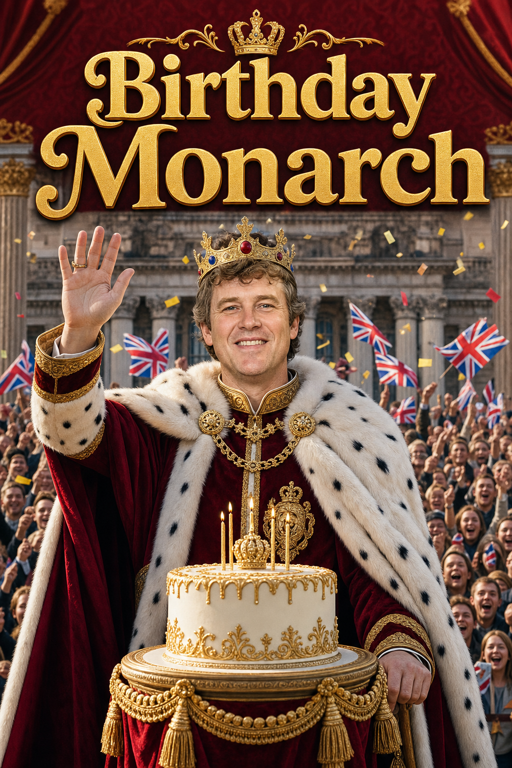 Royal Balcony Birthday Wave Face Swap Card card preview