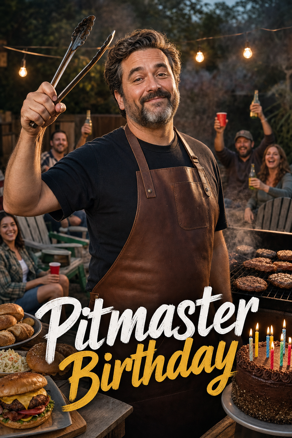 Suburban BBQ Pitmaster Birthday Face Swap Card card preview