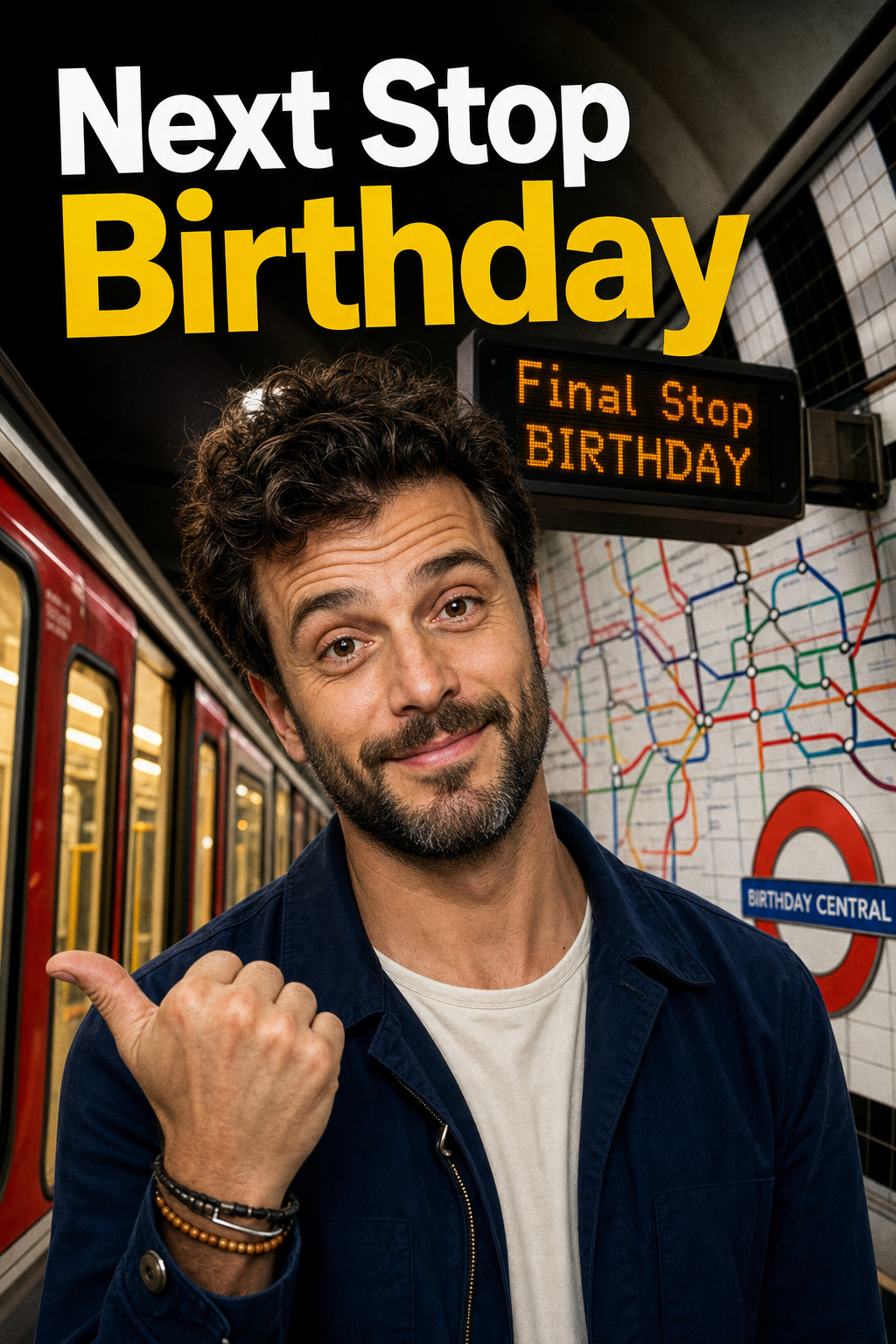 Tube Map Birthday Journey Face Swap Card card preview