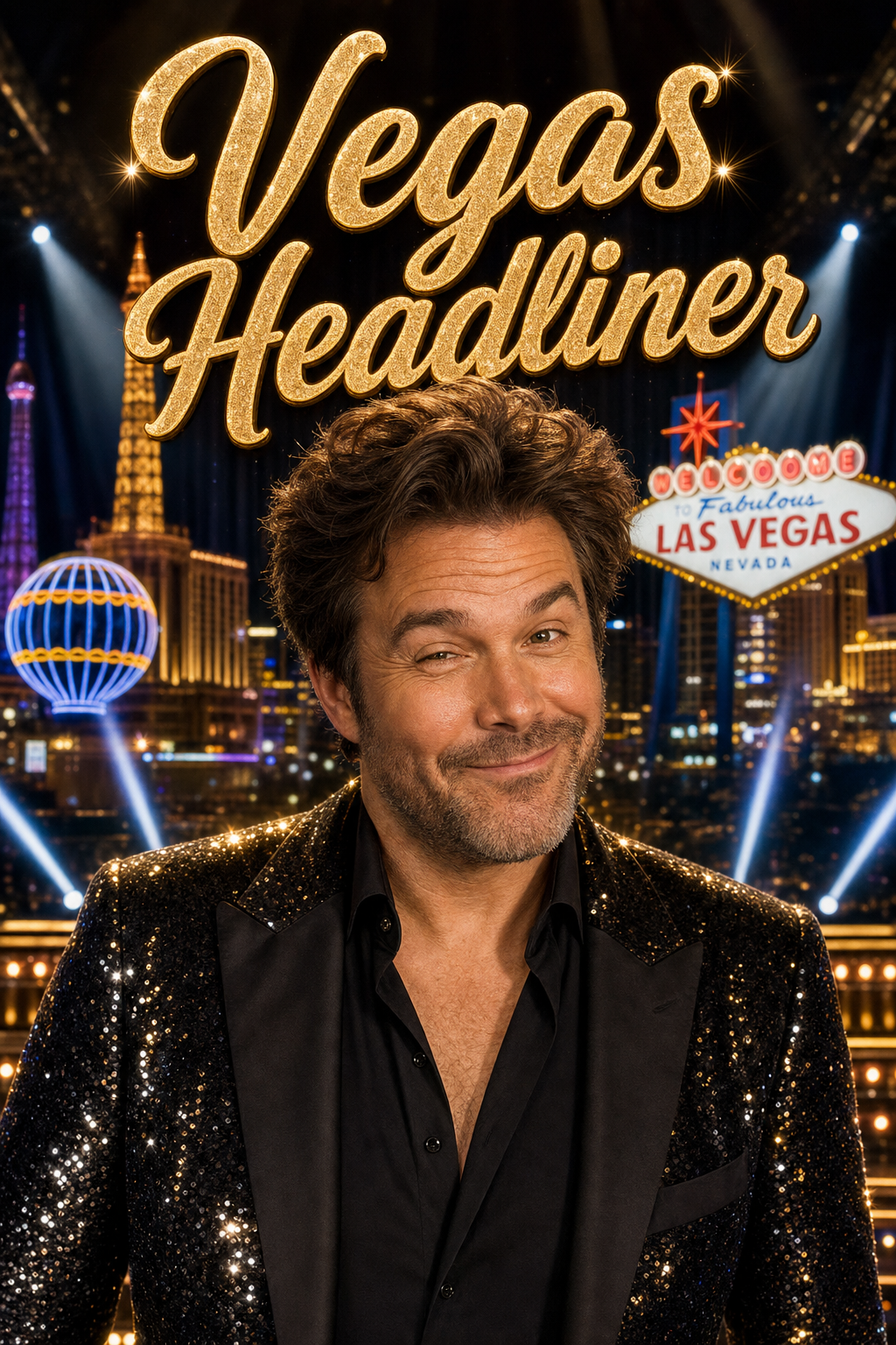 Vegas Birthday Headliner Face Swap Card card preview
