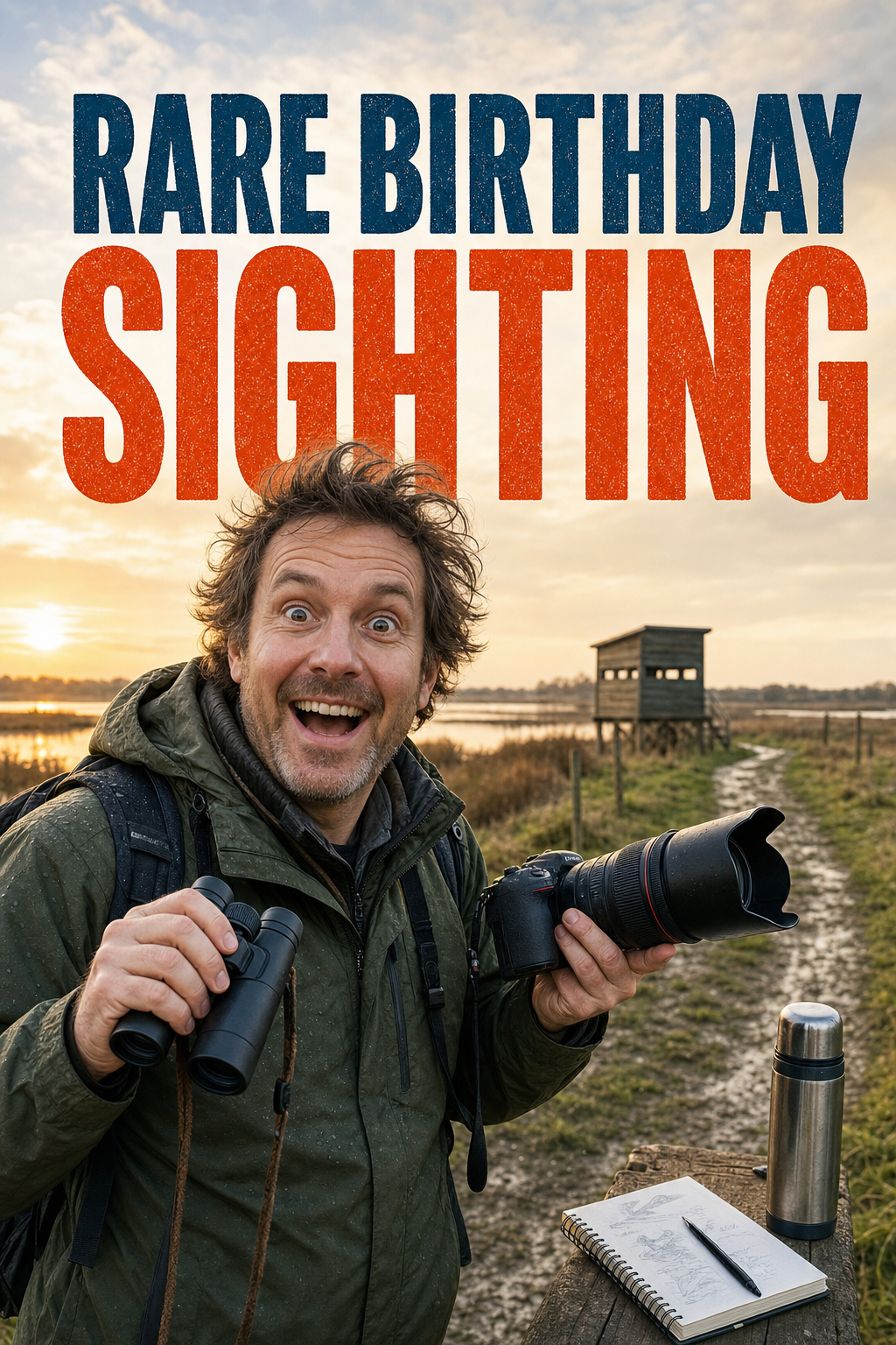 Birdwatcher Rare-Bird Alert Birthday Face Swap Card card preview