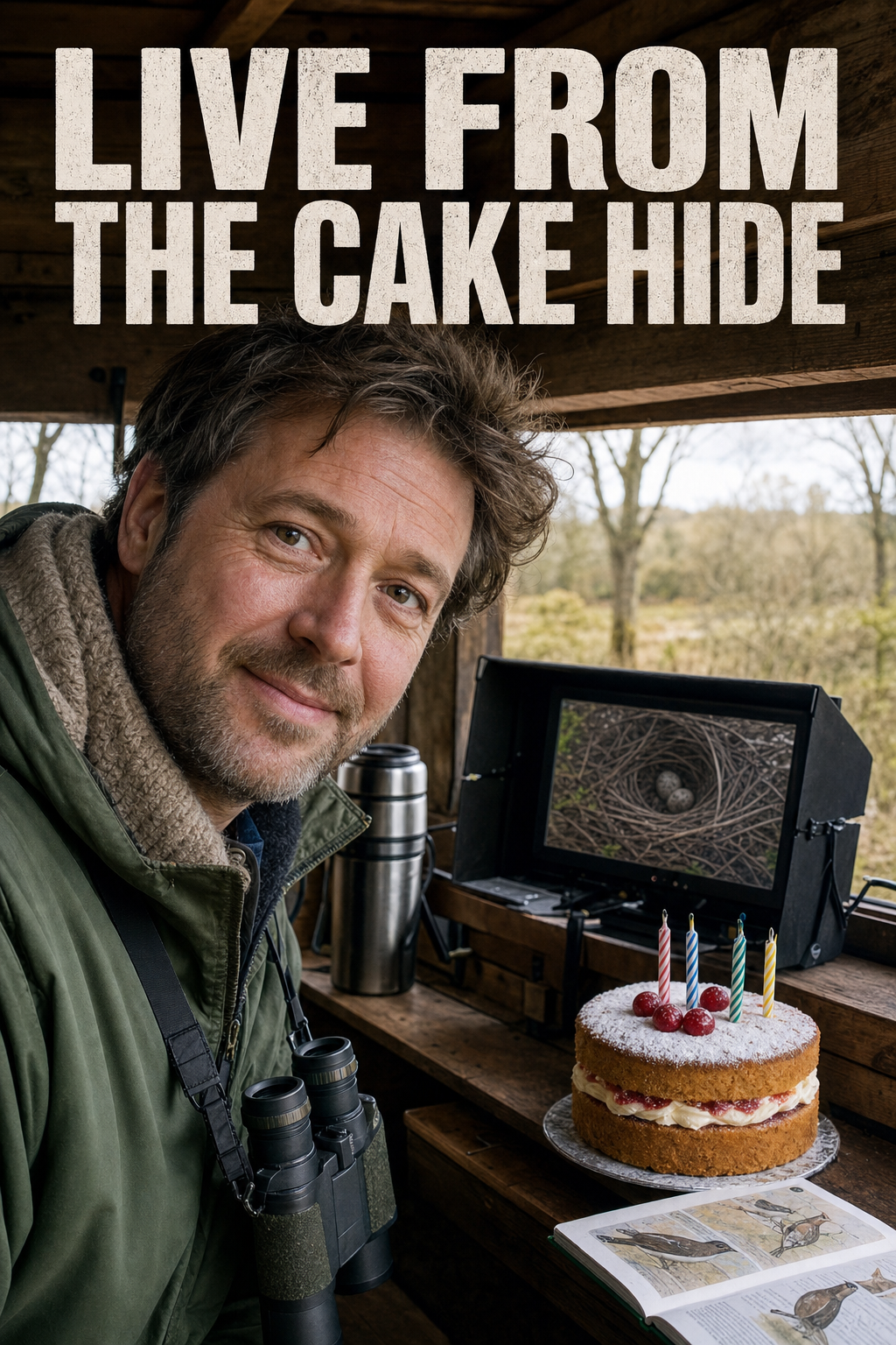 Springwatch-Style Bird Hide Birthday Presenter Face Swap Card card preview