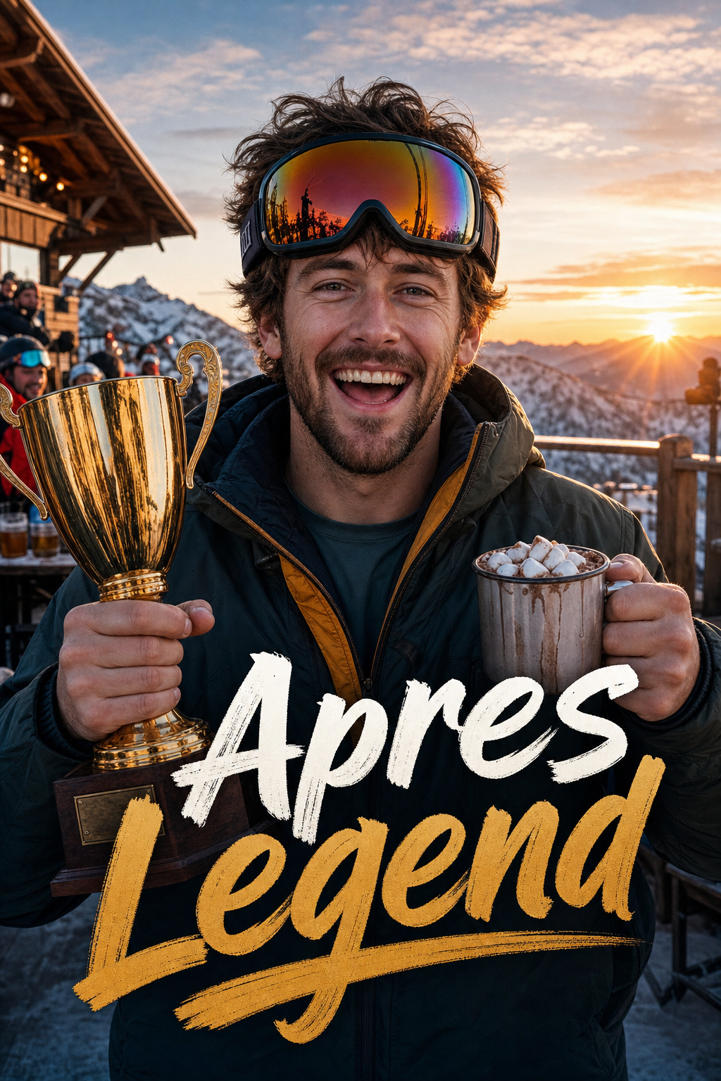 Ski Lodge Birthday Champion Face Swap Card card preview