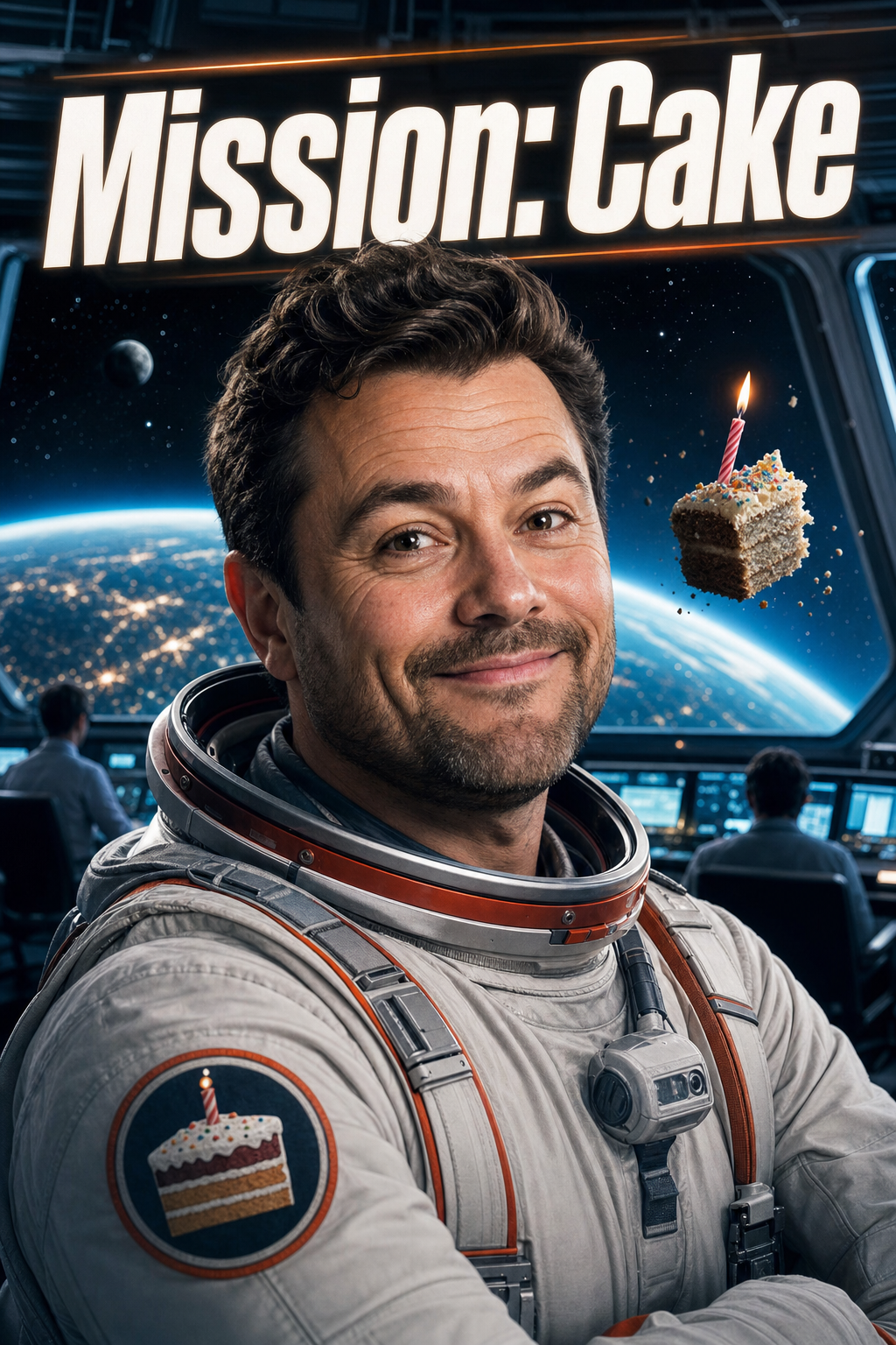 Space Mission Birthday Commander Face Swap Card card preview