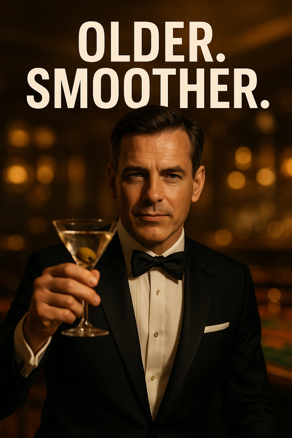 James Bond Martini Older Birthday Face-Swap Card card preview