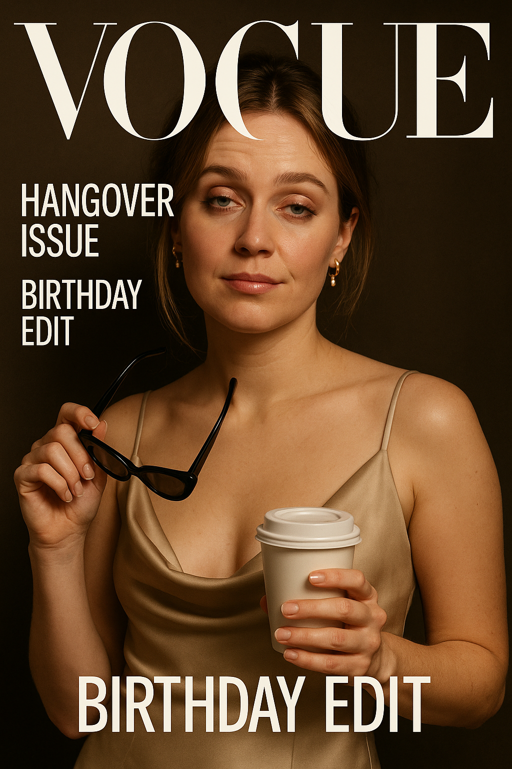Vogue-Style Birthday Hangover Issue Face-Swap Card card preview